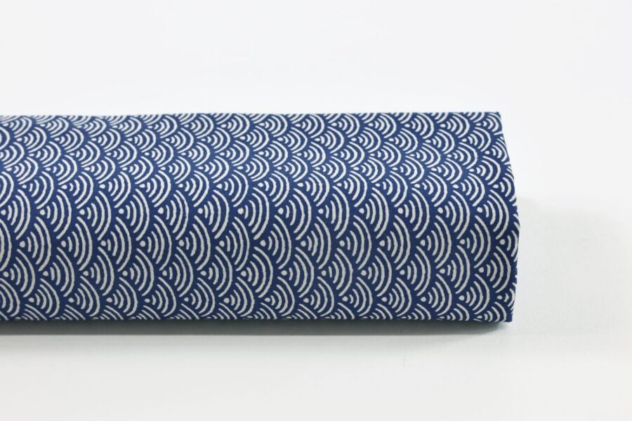Tissu Japonais Seigaiha bleu recto verso