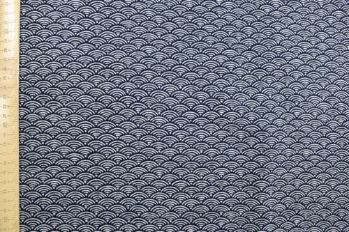 Tissu Japonais Seigaiha bleu marine recto verso