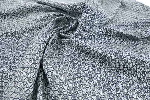Tissu Japonais Seigaiha bleu marine recto verso