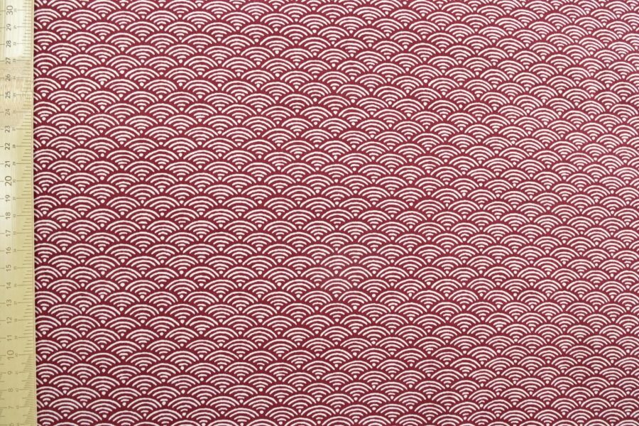 Tissu Japonais Seigaiha bordeaux recto verso