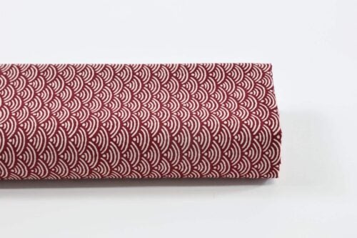 Tissu Japonais Seigaiha bordeaux recto verso