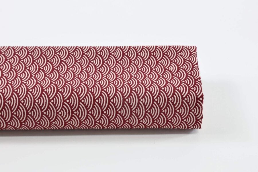 Tissu Japonais Seigaiha bordeaux recto verso