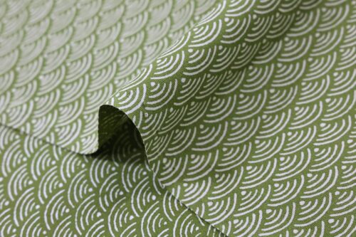 Japanese fabric Seigaiha double-sided green color