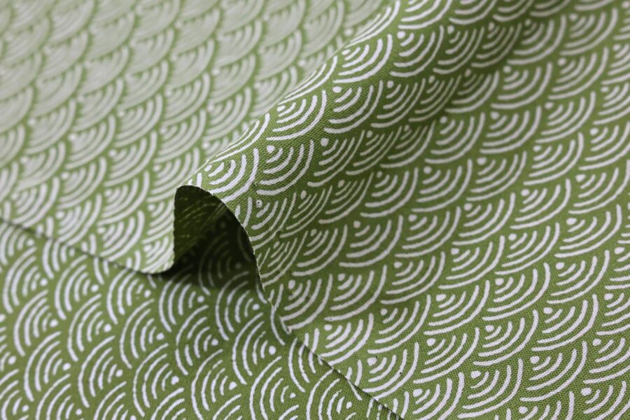 Japanese fabric Seigaiha double-sided green color