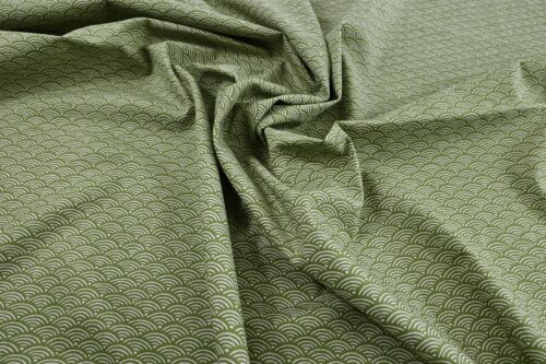 Japanese fabric Seigaiha double-sided green color