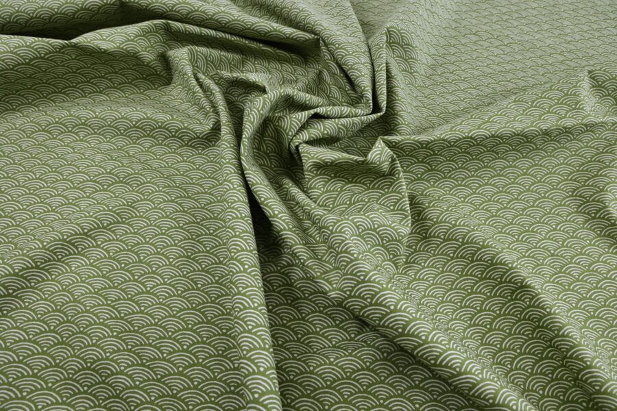Japanese fabric Seigaiha double-sided green color