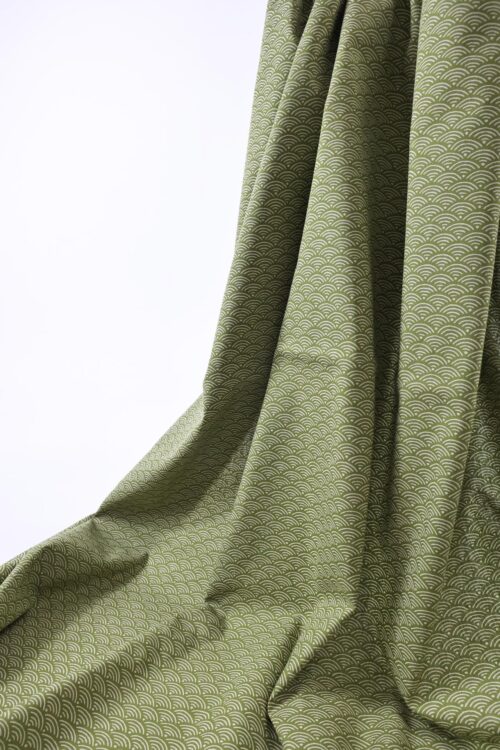 Japanese fabric Seigaiha double-sided green color