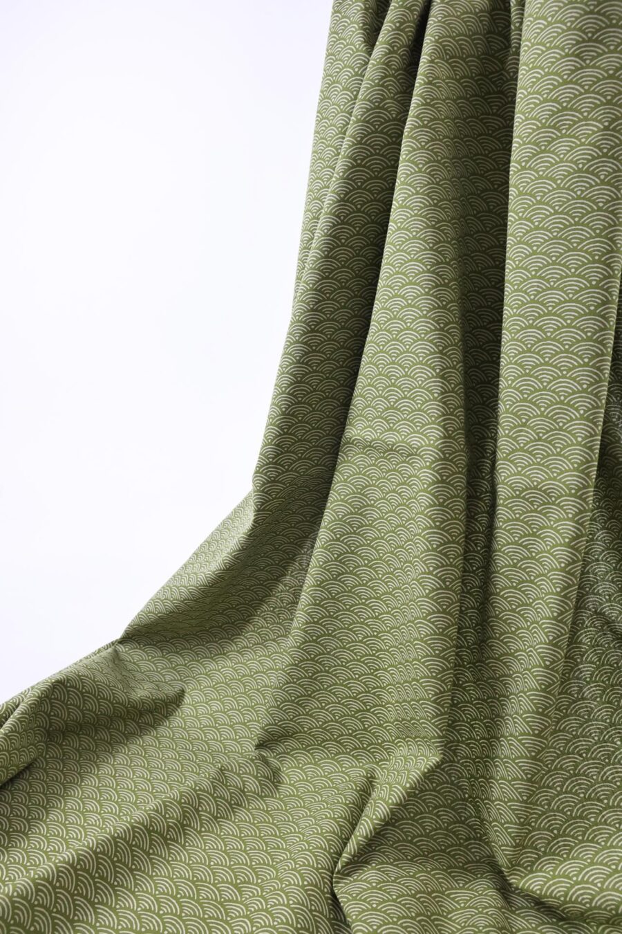 Japanese fabric Seigaiha double-sided green color