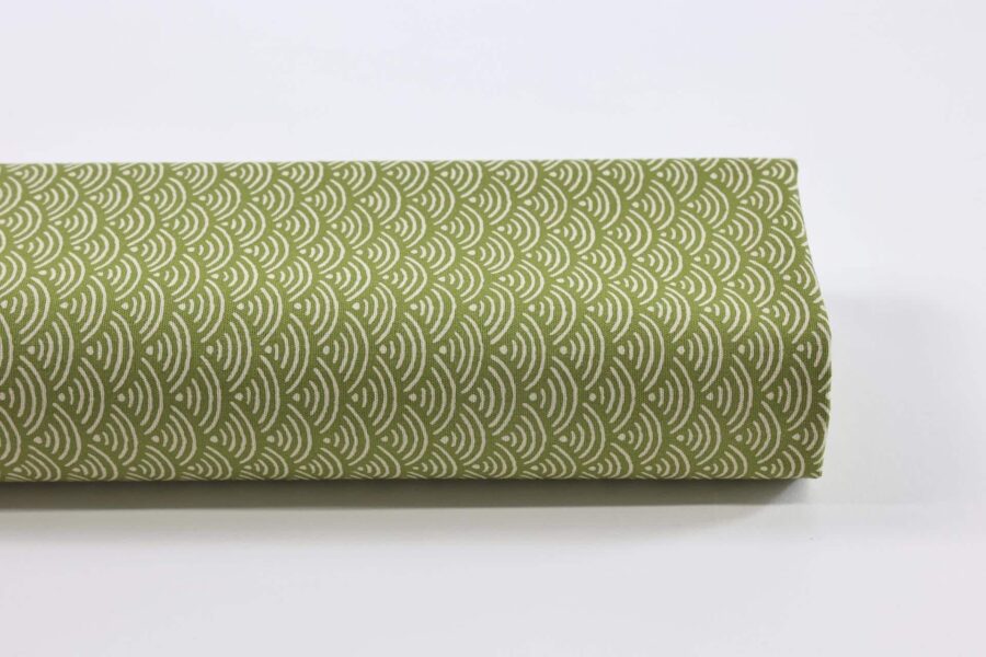 Japanese fabric Seigaiha double-sided green color