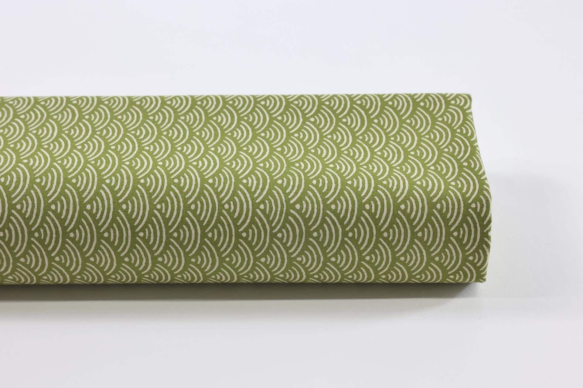 Japanese fabric Seigaiha double-sided green color