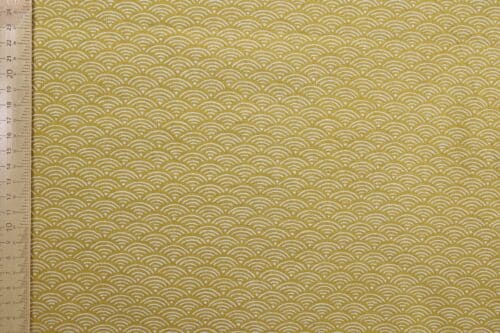 Tissu Japonais Seigaiha jaune moutarde recto verso