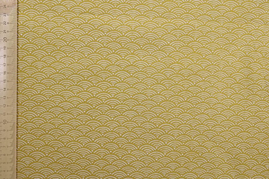 Tissu Japonais Seigaiha jaune moutarde recto verso