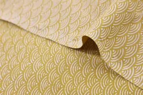 Tissu Japonais Seigaiha jaune moutarde recto verso