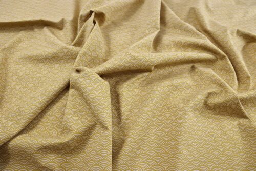 Tissu Japonais Seigaiha jaune moutarde recto verso