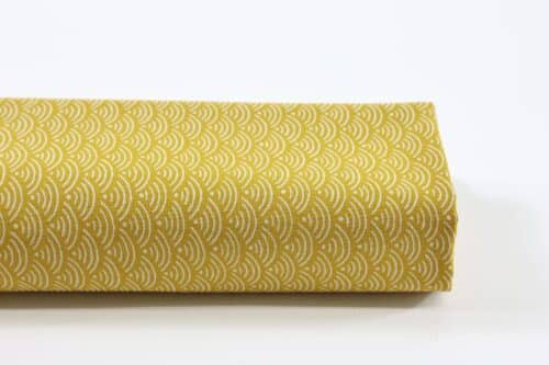 Tissu Japonais Seigaiha jaune moutarde recto verso