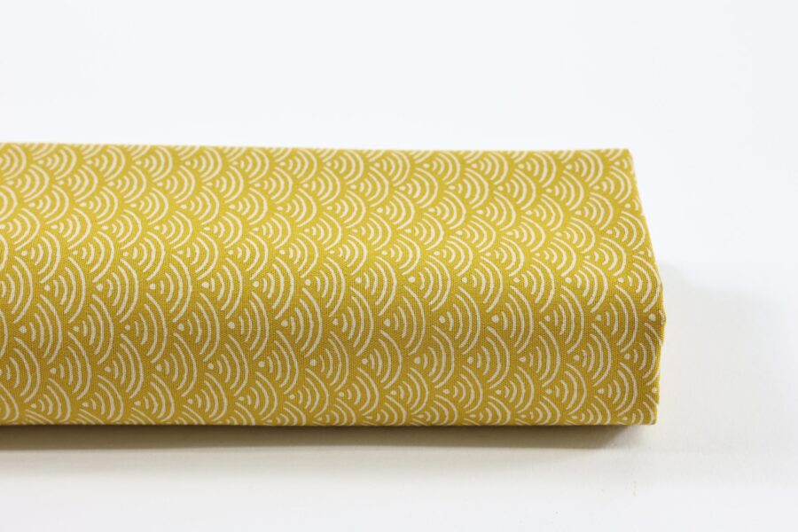 Tissu Japonais Seigaiha jaune moutarde recto verso
