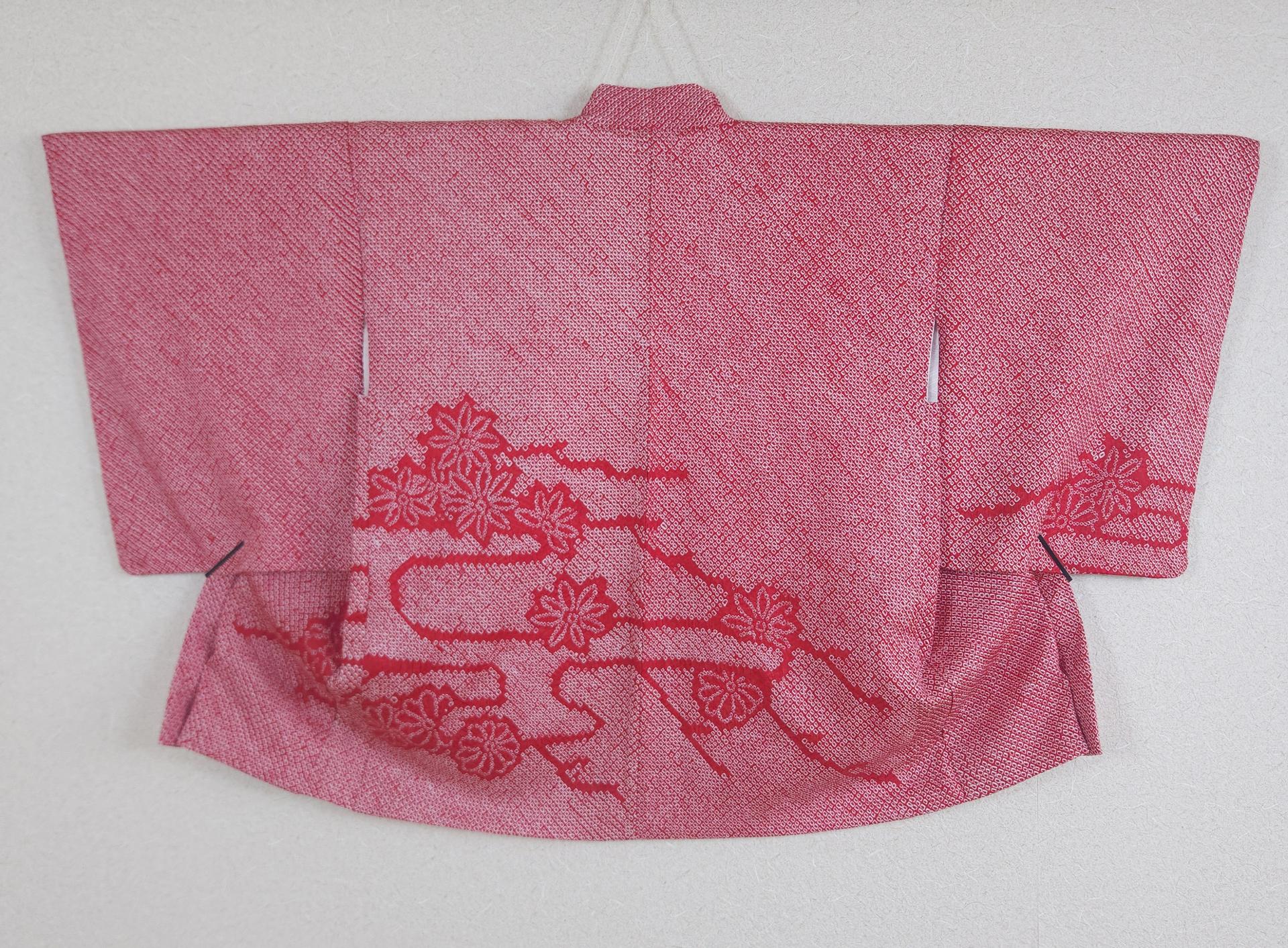 Haori Japonais rouge Shibori Kiku