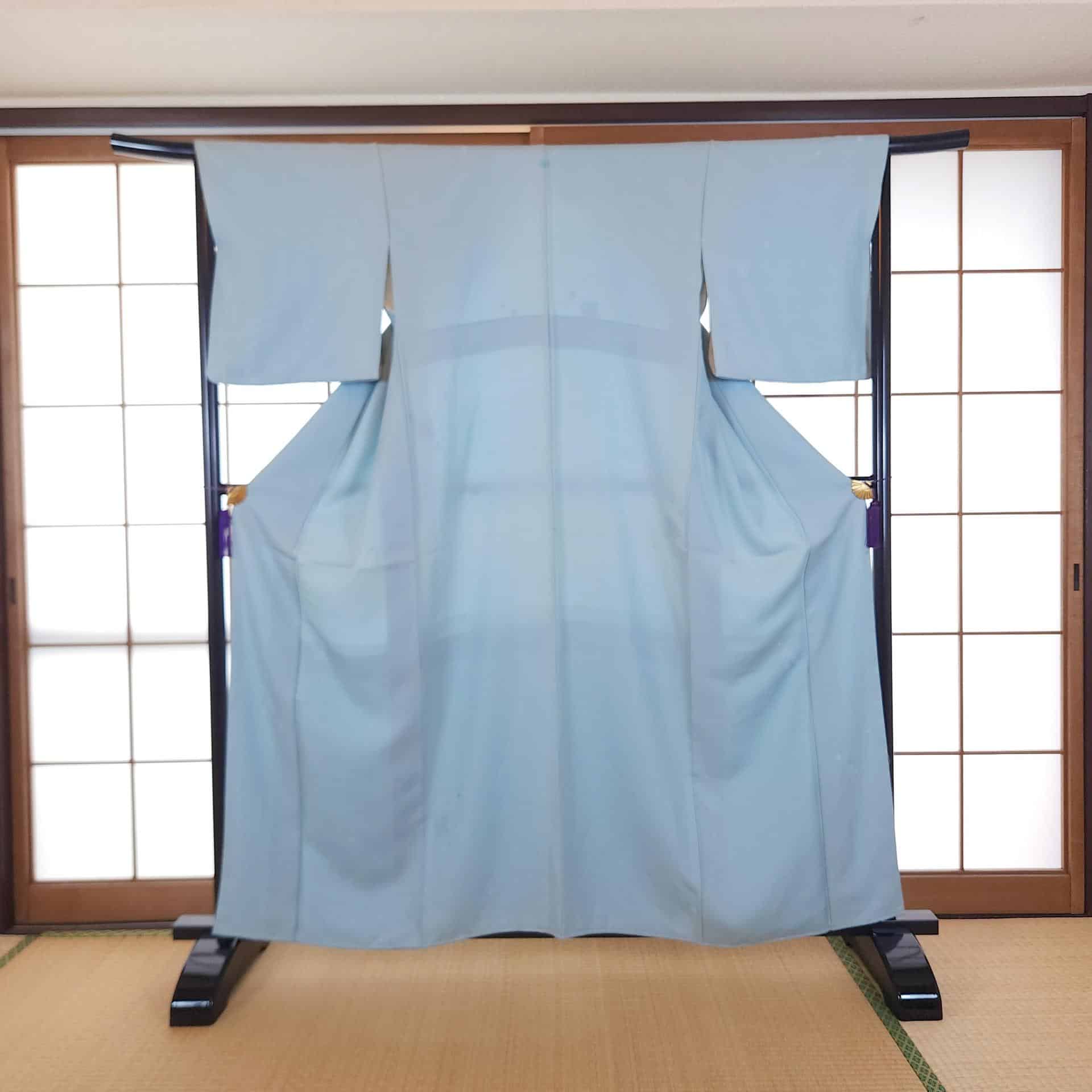 Light blue floral brocade Iromuji Kimono
