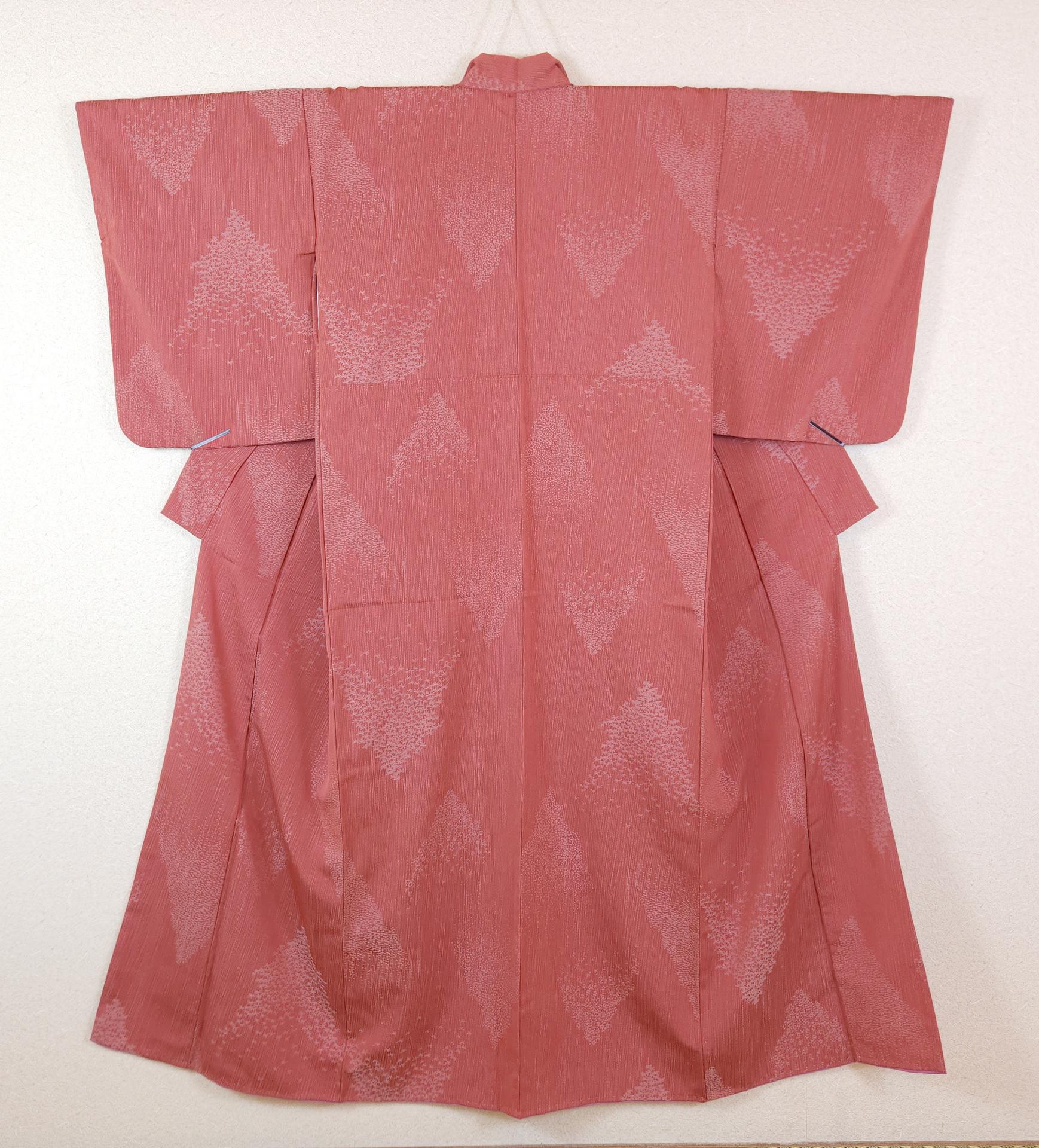 Kimono Komon rouge brique jacquard forêt
