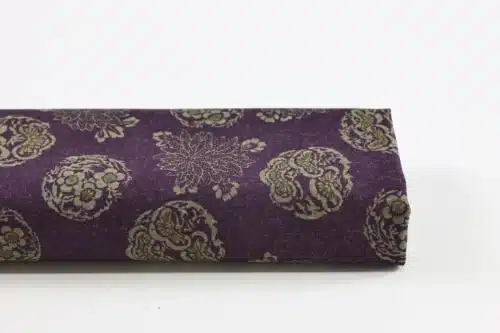 Tissu Japonais médaillons fleuris hanamaru fond violet