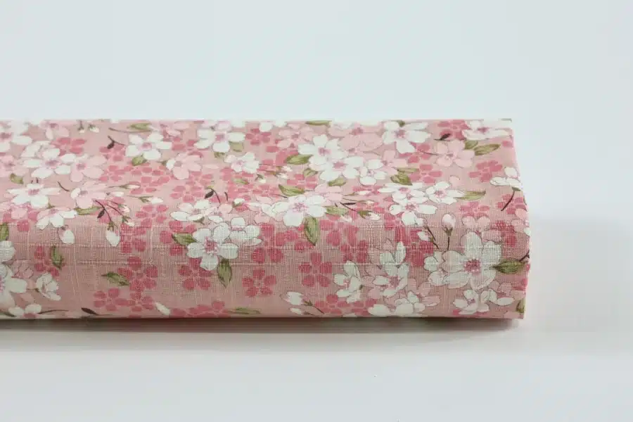Tissu Japonais sakura hanami fond rose, rouleau de tissu