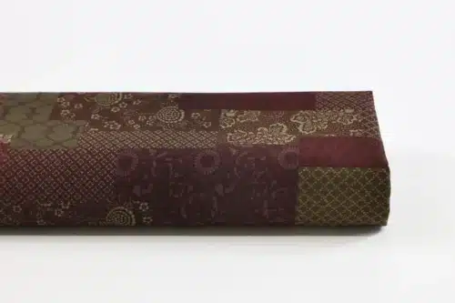 Tissu japonais patchwork fleuri bordeaux et marron