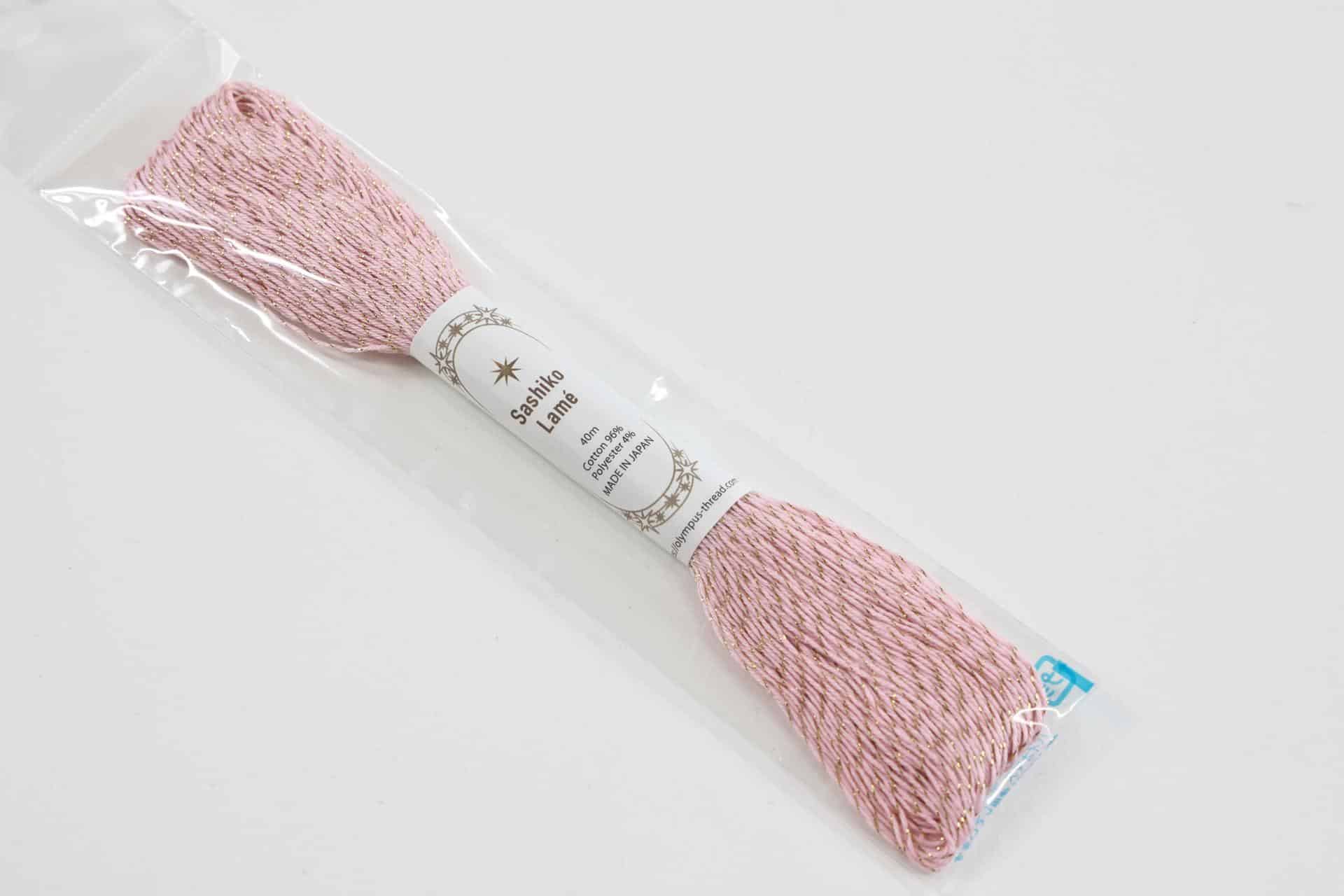 Fil Sashiko japonaise Lamé 40m rose clair SL13