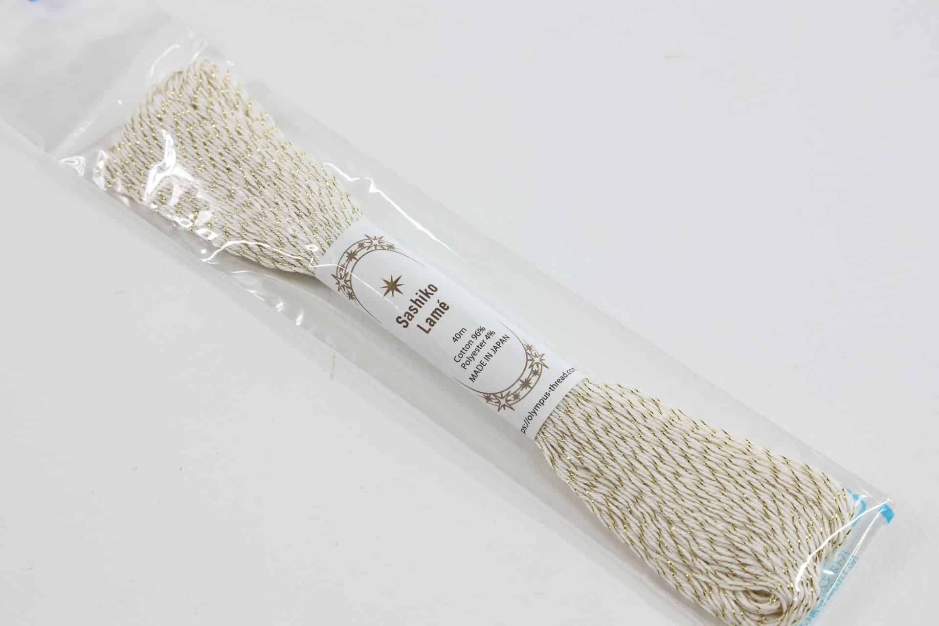 Fil Sashiko japonaise Lamé 40m blanc cassé SL12