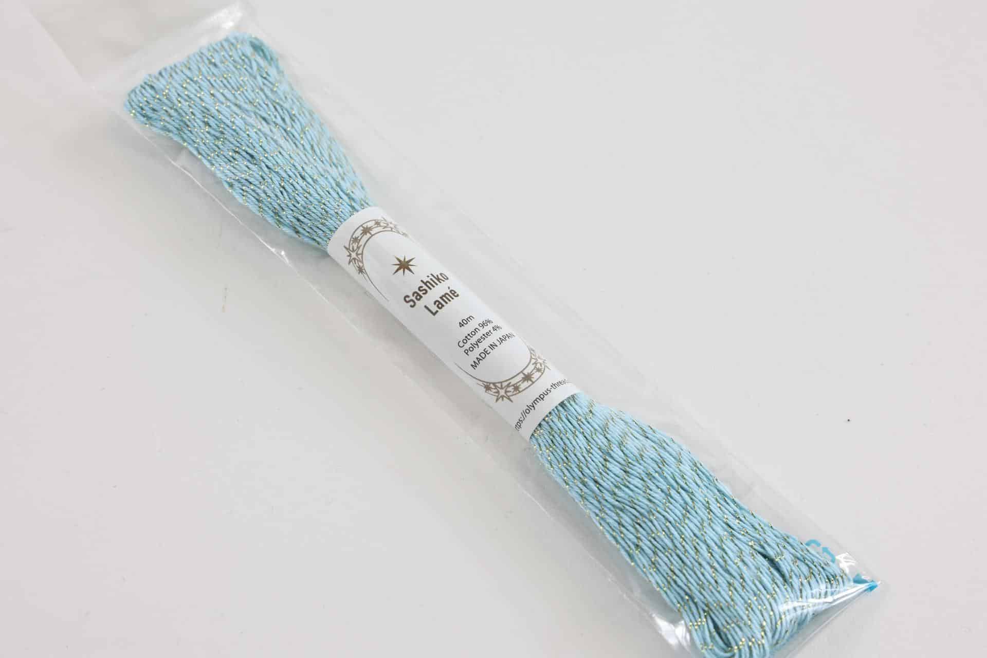 Fil Sashiko japonaise Lamé 40m bleu clair SL14