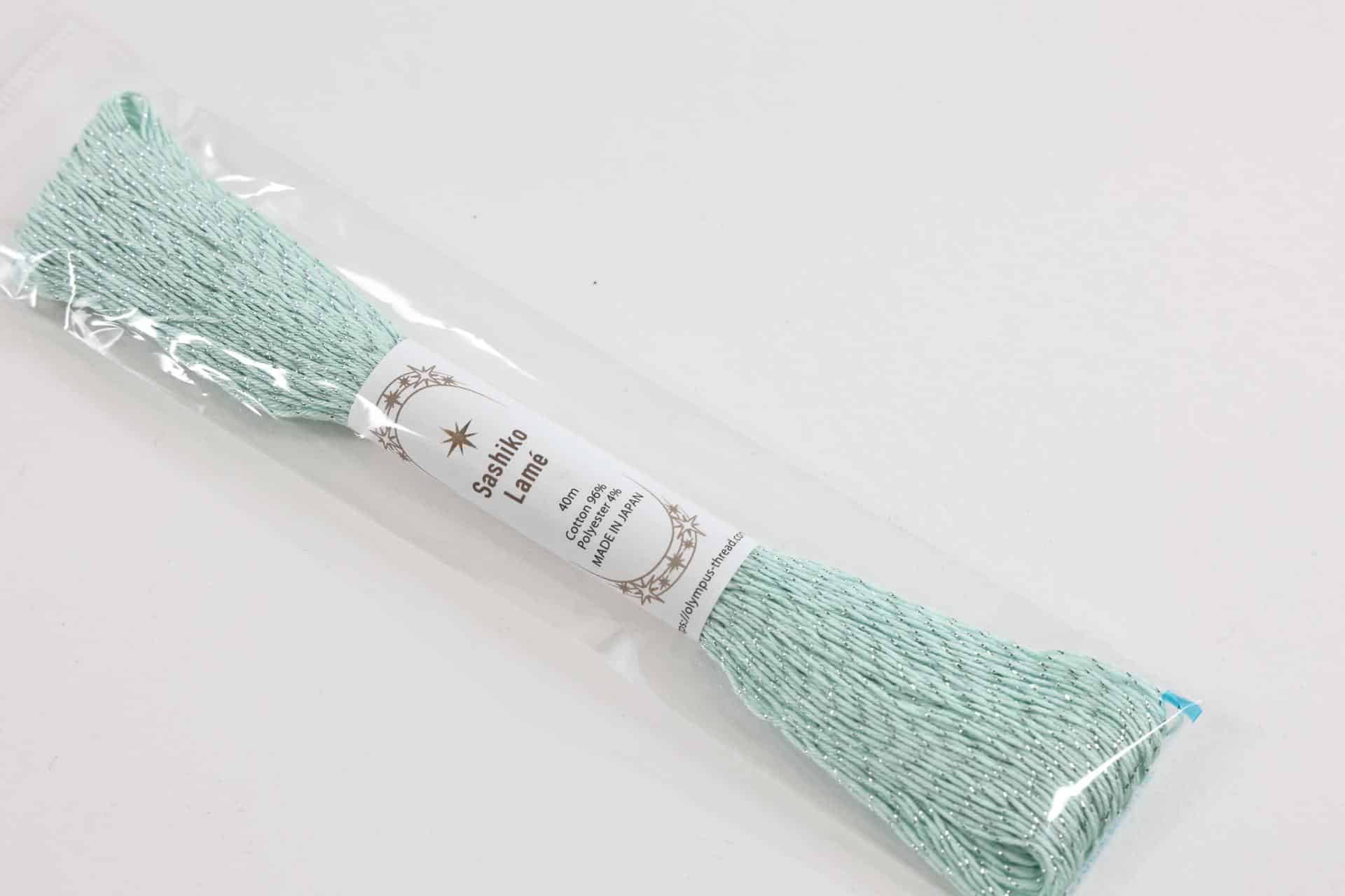 Fil Sashiko japonaise Lamé 40m vert menthe SL8
