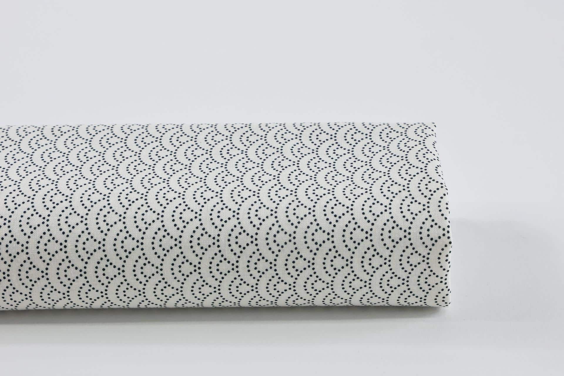 Tissu japonais Seigaiha pointillé fond blanc