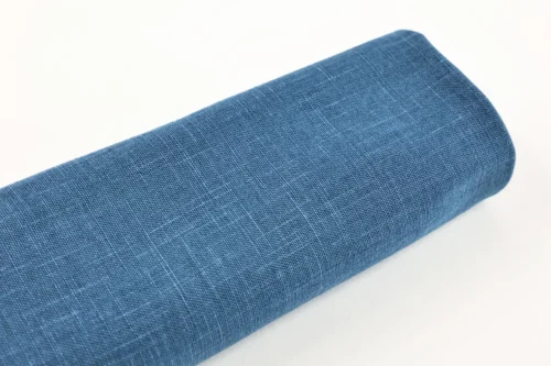 Tissu Japonais uni coton flammé bleu capri - plan rouleau