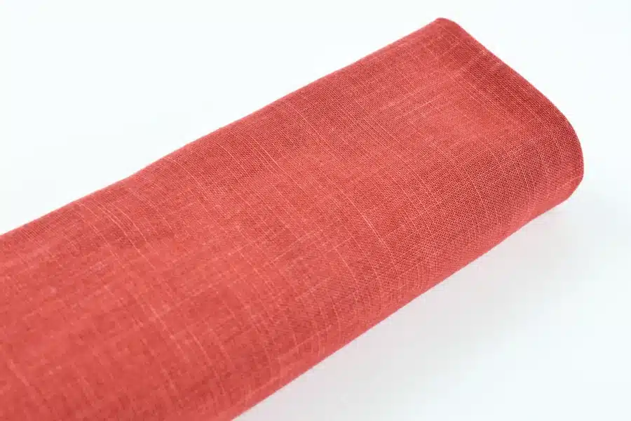 Tissu Japonais uni coton flammé rouge corail - plan rouleau