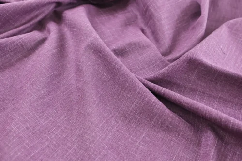 Tissu Japonais uni coton flammé violet prune - vue drapée