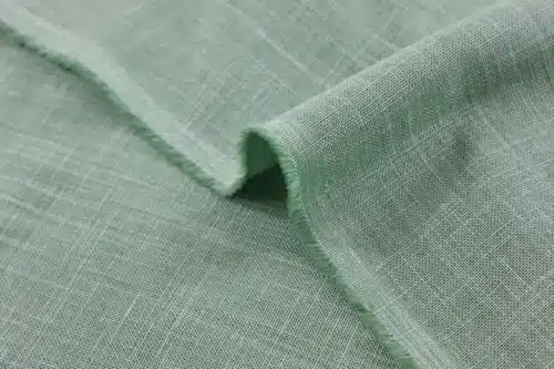 Tissu Japonais uni coton flammé vert sauge - détail du tissage flammé