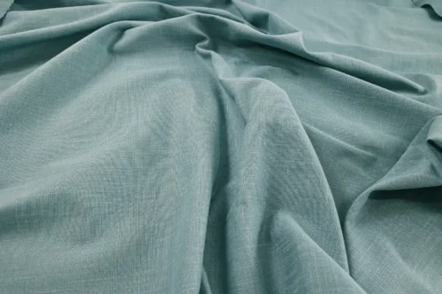 Tissu Japonais uni coton flammé bleu fumé - vue drapée