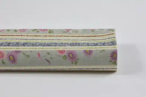 Tissu Japonais marguerites et rayures fond gris, rouleau de tissu