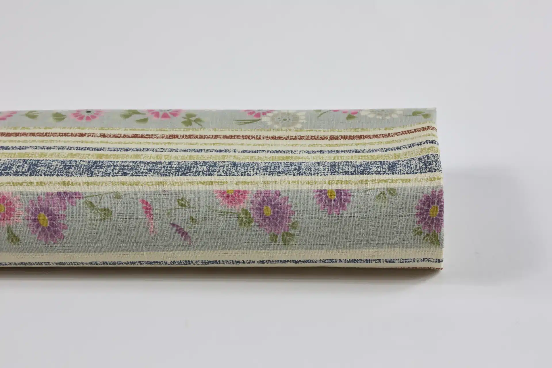 Tissu Japonais marguerites et rayures fond gris, rouleau de tissu